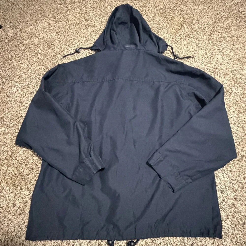 NFL New York Giants Men Hooded Rain Jacket Navy Blue Full Zip Windbreaker Medium